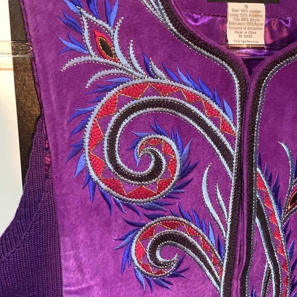 Bob Mackie Wearable Art Purple Suede Vest Womans Small Vintage Retro 90s Leather - Picture 4 of 17